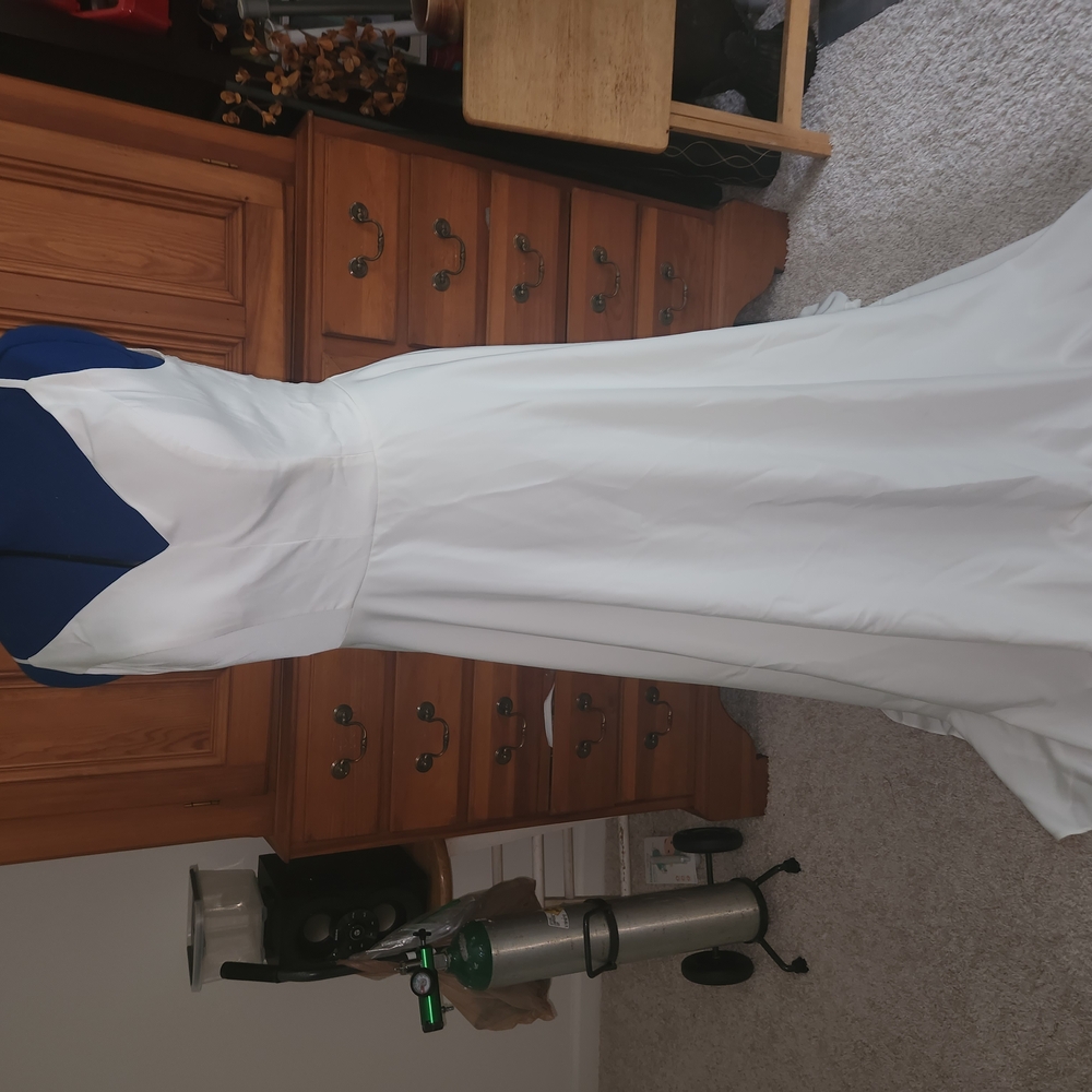 Elegant White and Blue Women's Dress
